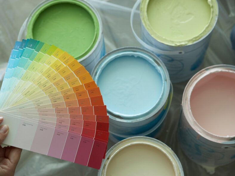 paint cans and swatches